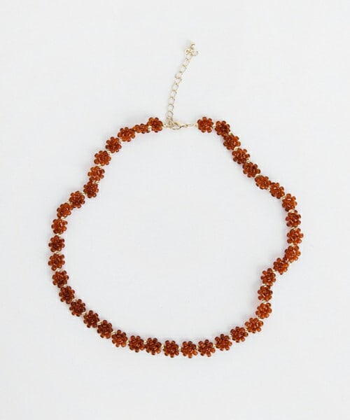 DHOLIC(ディーホリック)の「フラワービーズネックレス(ネックレス・レディース・ブラウン・FREE)」の1枚目の写真