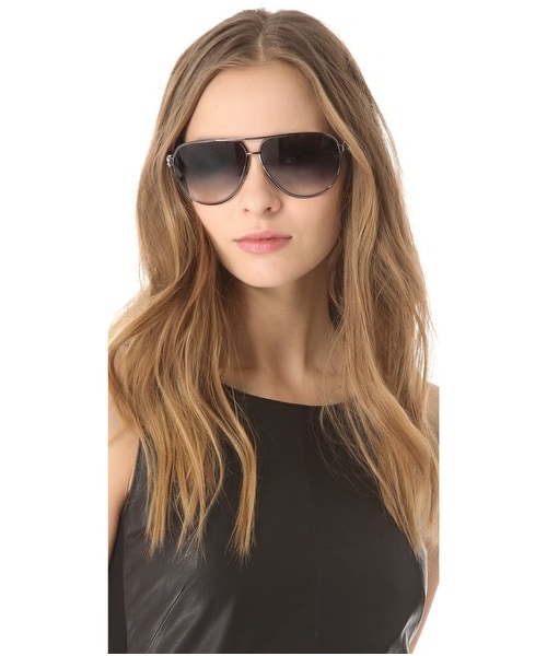 Alexander McQueen（アレキサンダーマックイーン）の「Alexander McQueen Metal Aviator Sunglasses with Skulls（サングラス・Dark Ruthenium/Grey・One Size）」の4枚目の写真