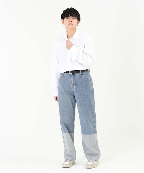 BOYSHE（ボーイシー）の「ストレート配色デニムパンツ（デニムパンツ・レディース・その他）」の2枚目の写真