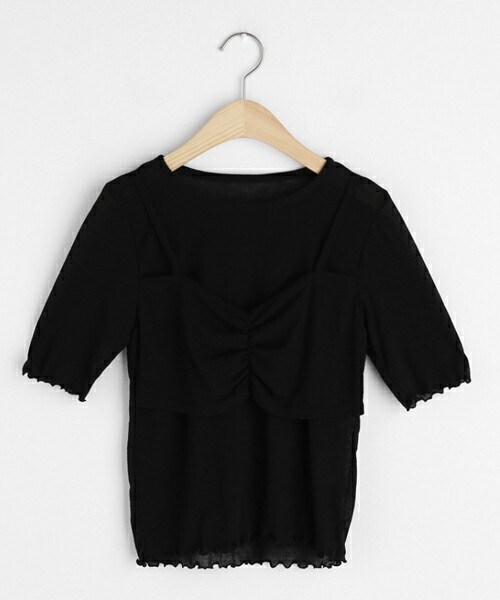 DHOLIC（ディーホリック）の「ビスチェリブTシャツ（Tシャツ/カットソー・レディース・ホワイト/ブラック/ベージュ・FREE）」の2枚目の写真