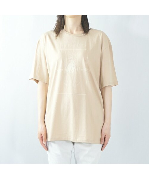 enough for me（イナフフォーミー）の「イラストプリントＴシャツ（Tシャツ/カットソー・レディース・ホワイト/ベージュ/グレー・フリー）」の3枚目の写真