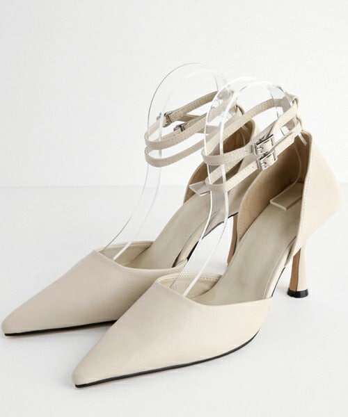 DHOLIC(ディーホリック)の「ダブルアンクルストラップシューズ(パンプス・レディース・ホワイト/ブラック・225/230/235/240/245/250)」の1枚目の写真
