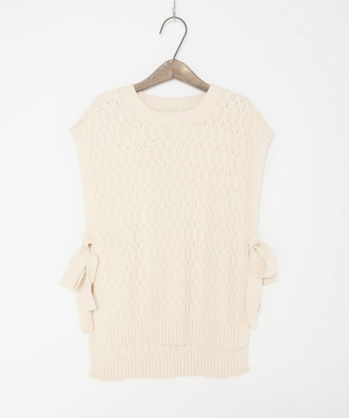 Crisp（クリスプ）の「ツイストアランニットベスト[c1k2742]（ベスト・レディース・アイボリー/ベージュ・FREE）」の3枚目の写真