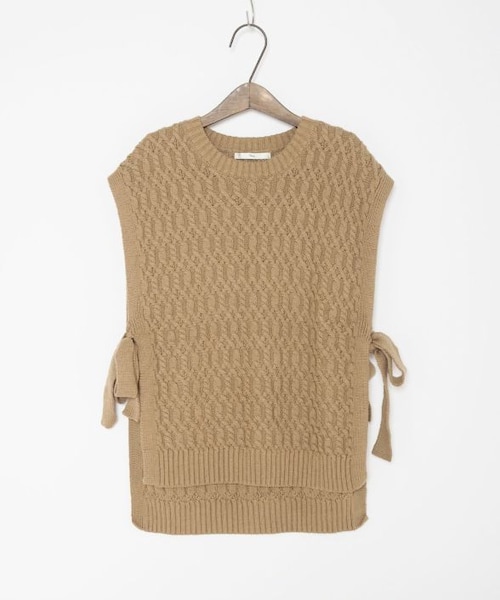 Crisp（クリスプ）の「ツイストアランニットベスト[c1k2742]（ベスト・レディース・アイボリー/ベージュ・FREE）」の4枚目の写真