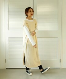 Auntie Rosa Holiday | サイド透かし編みニットベストワンピース(ワンピース)