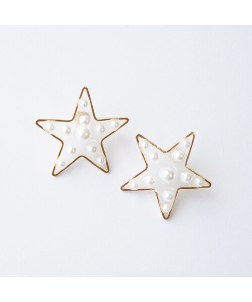 no brand（ノーブランド）の「埋め込みパール スター★ピアス（ピアス（両耳用）・レディース・その他）」の3枚目の写真