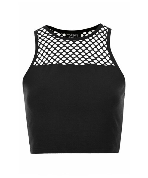 TOPSHOP（トップショップ）の「Topshop Mesh Yoke Crop Tank（タンクトップ・Black・Regular 8 (6-8 US)/Regular 10 (10-12 US)/Regular 12 (14 US)/Regular 4 (0-2 US)/Regular 6 (2-4 US)/Regular 2 (0 US)）」の2枚目の写真