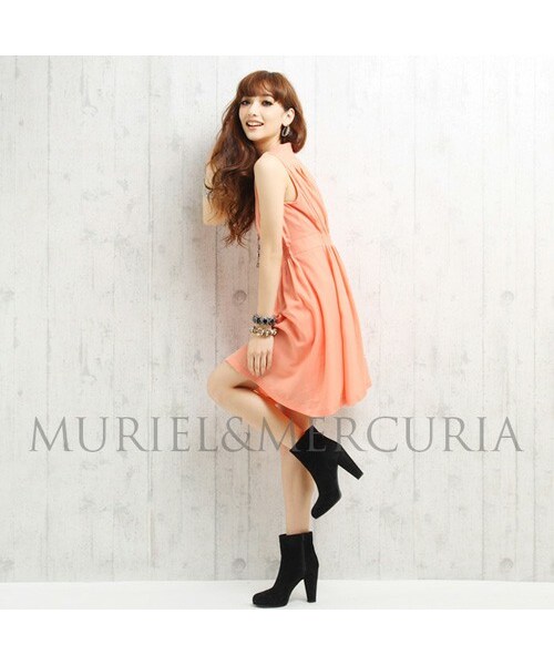 MURIEL&MERCURIA（マリエルアンドマキュリア）の「ジョーゼットタックワンピース（ワンピース・レディース・BROWN/LAVENDER/PEACH・38）」の3枚目の写真