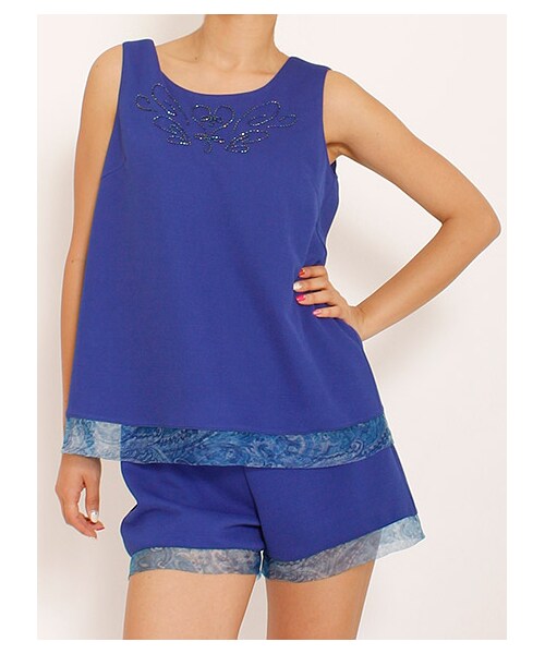 EDDY GRACE（エディグレース）の「エナジェティック2Pロンパース（オールインワン・サロペット・レディース・ブルー/ブラック/オフホワイト系・F）」の12枚目の写真