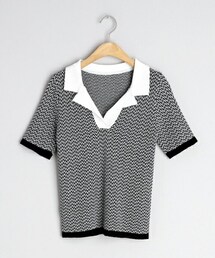 DHOLIC | ジグザグパターンカラーニット(ニット/セーター)