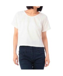 OZOC | チェック織りクロップド半袖プルオーバー(トップス)