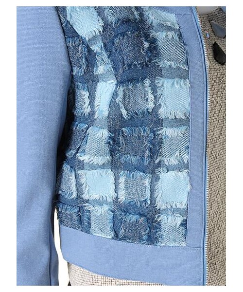 EDDY GRACE（エディグレース）の「フリンジチェックブルゾン（ジャケット/アウター・レディース・ブルー/ブラック/オフホワイト系・F）」の9枚目の写真