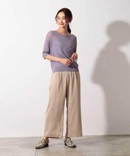 OZOC（オゾック）の「3Wayシアーニットアンサンブル（トップス・レディース・アイボリー(004)/ライトパープル(081)/タバコブラウン(054)/モデル情報:身長153cm 着用サイズ38(M)/モデル情報:身長157cm 着用サイズ38(M)・38(M)）」の21枚目の写真