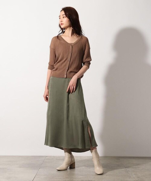 OZOC（オゾック）の「3Wayシアーニットアンサンブル（トップス・レディース・アイボリー(004)/ライトパープル(081)/タバコブラウン(054)/モデル情報:身長153cm 着用サイズ38(M)/モデル情報:身長157cm 着用サイズ38(M)・38(M)）」の18枚目の写真