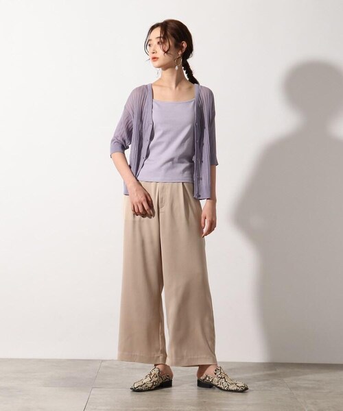 OZOC（オゾック）の「3Wayシアーニットアンサンブル（トップス・レディース・アイボリー(004)/ライトパープル(081)/タバコブラウン(054)/モデル情報:身長153cm 着用サイズ38(M)/モデル情報:身長157cm 着用サイズ38(M)・38(M)）」の20枚目の写真