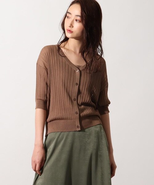 OZOC（オゾック）の「3Wayシアーニットアンサンブル（トップス・レディース・アイボリー(004)/ライトパープル(081)/タバコブラウン(054)/モデル情報:身長153cm 着用サイズ38(M)/モデル情報:身長157cm 着用サイズ38(M)・38(M)）」の15枚目の写真