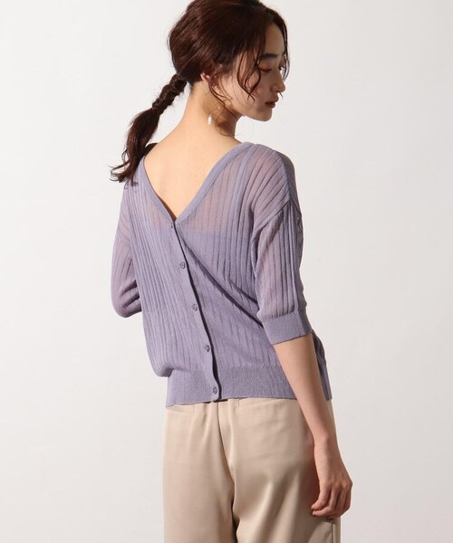 OZOC（オゾック）の「3Wayシアーニットアンサンブル（トップス・レディース・アイボリー(004)/ライトパープル(081)/タバコブラウン(054)/モデル情報:身長153cm 着用サイズ38(M)/モデル情報:身長157cm 着用サイズ38(M)・38(M)）」の12枚目の写真