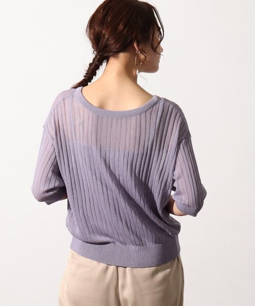 OZOC（オゾック）の「3Wayシアーニットアンサンブル（トップス・レディース・アイボリー(004)/ライトパープル(081)/タバコブラウン(054)/モデル情報:身長153cm 着用サイズ38(M)/モデル情報:身長157cm 着用サイズ38(M)・38(M)）」の6枚目の写真