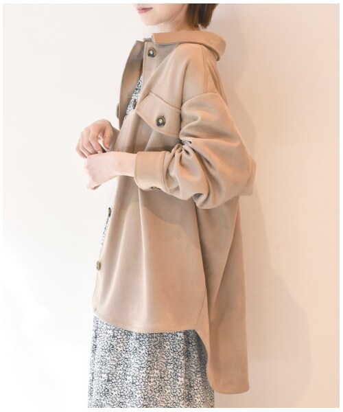 w closet（ダブルクローゼット）の「ECOスエード リラックスアウター（ジャケット/アウター・レディース・アイボリー/ベージュ・FREE/M/L）」の3枚目の写真