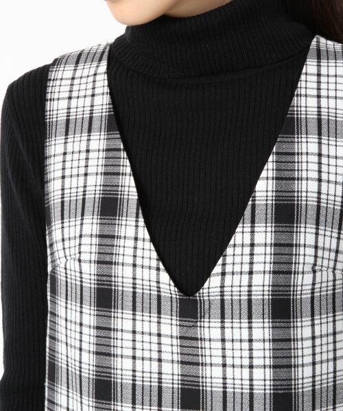 LOWRYS FARM（ローリーズファーム）の「チェックジャンスカワンピース（ワンピース/ドレス・レディース・ブラック/レッド・Ｍ/Ｌ）」の6枚目の写真