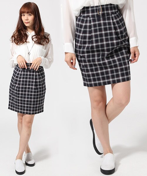 JEANASIS（ジーナシス）の「サキゾメガラコクーンスカート（スカート・レディース・グレーチェック/グリーンストライプ/ネイビーチェック・S/M）」の3枚目の写真