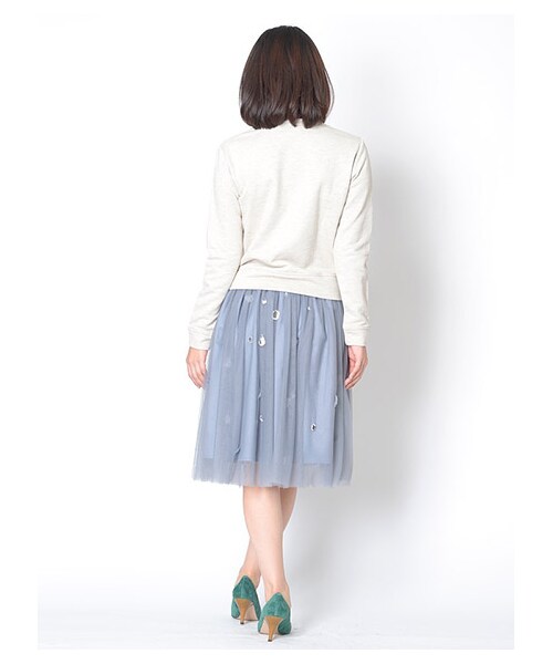 MIIA（ミーア）の「ジュエルボックスチュールスカート（スカート・レディース・ベージュ/ブラック/グレー系/ボルドー・F）」の6枚目の写真