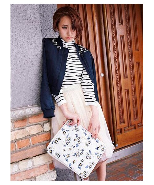 MIIA（ミーア）の「ジュエルボックスチュールスカート（スカート・レディース・ベージュ/ブラック/グレー系/ボルドー・F）」の8枚目の写真