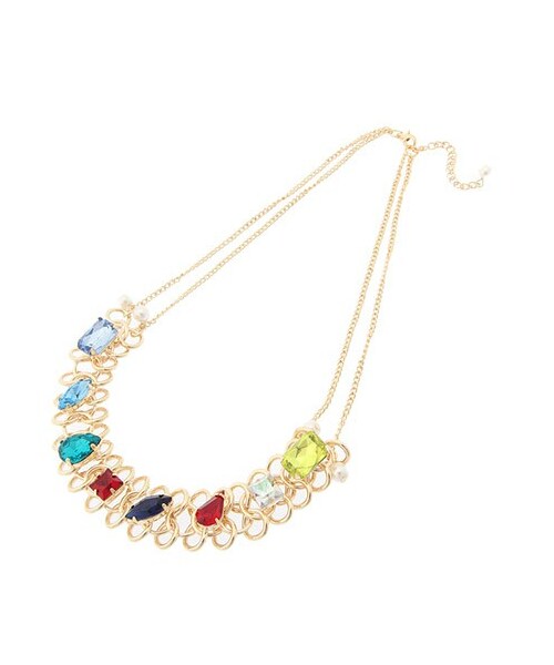 ビジュー ネックレス 多色 MIIA（ミーア）の「カラフルビジューネックレス（）」 - WEAR
