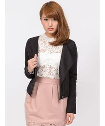 MIIA | ノーカラーフェイクスエードライダース(ジャケット/アウター)