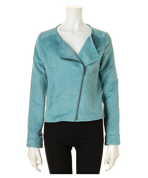 MIIA(ミーア)の「ノーカラーフェイクスエードライダース(ジャケット/アウター・レディース・ベージュ/ブルー/ブラック/ピンク・1/2)」の3枚目の写真