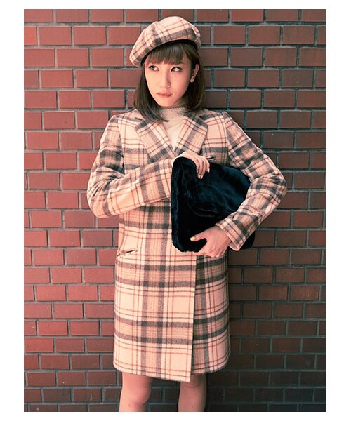 MIIA(ミーア)の「ビッグチェックチェスターコート(ジャケット/アウター・レディース・ベージュ/グリーン/グレー・1/2)」の8枚目の写真