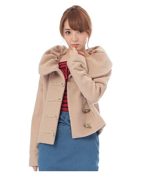 MIIA（ミーア）の「ショートダッフルコート（ジャケット/アウター・レディース・ベージュ/ブラック/ライトグレー/ネイビー・1/2）」の8枚目の写真