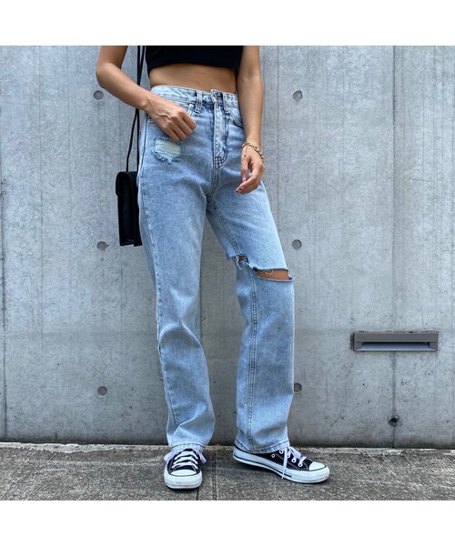 no brand（ノーブランド）の「ストレートデニムパンツ#8608（デニムパンツ・レディース・その他）」の4枚目の写真