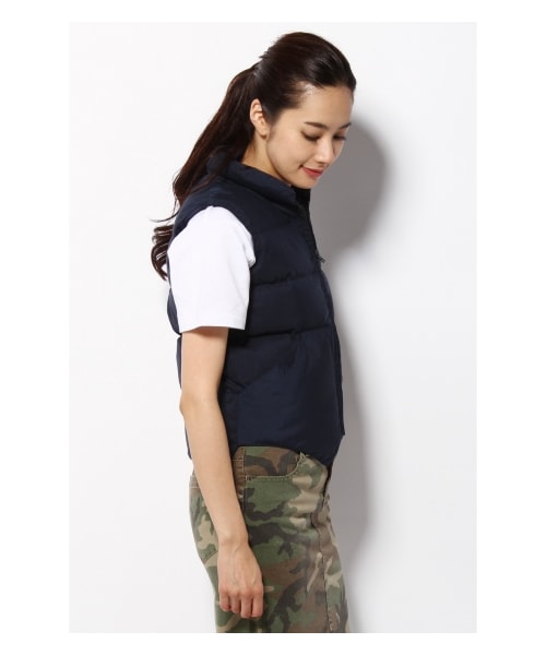 Crescent Down Works（クレセントダウンワークス）の「CRESCENT DOWN クレッセント ダウンベスト（ダウンジャケット・レディース・ベージュ/ネイビー・フリー）」の4枚目の写真