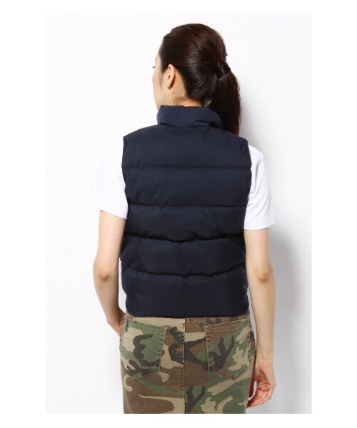 Crescent Down Works（クレセントダウンワークス）の「CRESCENT DOWN クレッセント ダウンベスト（ダウンジャケット・レディース・ベージュ/ネイビー・フリー）」の5枚目の写真