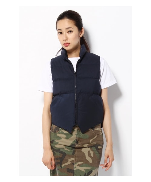 CRESCENT DOWN WORKS ダウンベスト ネイビー×オレンジ S Crescent Down