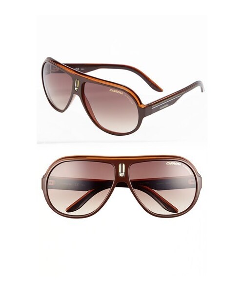 CARRERA(カレラ)の「Carrera Eyewear 'Speedway' 63mm Aviator Sunglasses(サングラス・Black Crystal Orange/Black Crystal Silver/Brown/ White)」の1枚目の写真