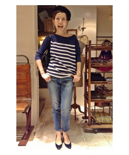 L'Appartement（アパルトモン）の「リネン混ボーダーニットワンピース