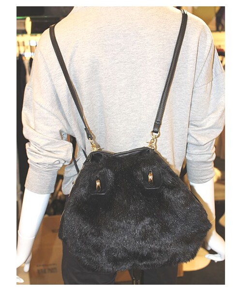 SPIRALGIRL（スパイラルガール）の「ファーショルダー（バッグ・レディース・ブラック/レオパード・F）」の3枚目の写真