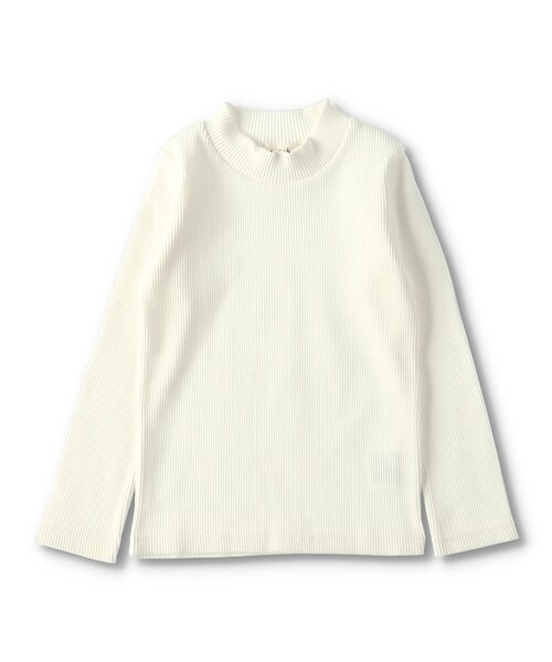 BRANSHES(ブランシェス)の「テレコハイネック長袖Tシャツ(Tシャツ/カットソー・キッズ・オフホワイト/ブラウン/ボーダー/ブラック/ベージュ・80cm~150cm)」の1枚目の写真