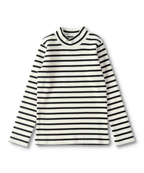 BRANSHES(ブランシェス)の「テレコハイネック長袖Tシャツ(Tシャツ/カットソー・キッズ・オフホワイト/ブラウン/ボーダー/ブラック/ベージュ・80cm~150cm)」の5枚目の写真