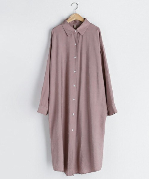 DHOLIC（ディーホリック）の「スリットシャツワンピース（シャツワンピース・レディース・ホワイト/ピンク/パープル/グレー・FREE）」の4枚目の写真