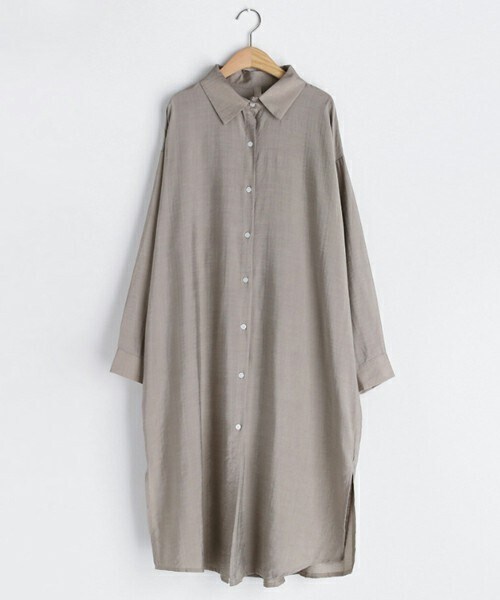 DHOLIC（ディーホリック）の「スリットシャツワンピース（シャツワンピース・レディース・ホワイト/ピンク/パープル/グレー・FREE）」の2枚目の写真