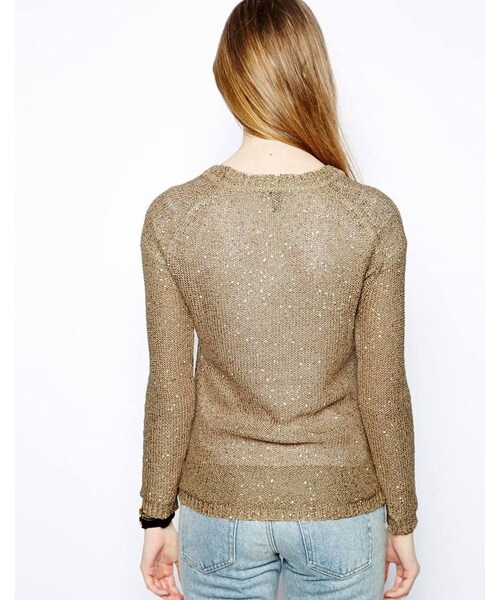 MANGO（マンゴ）の「Mango Sequin Metallic Jumper（ニット/セーター・beige・L-US 1）」の4枚目の写真