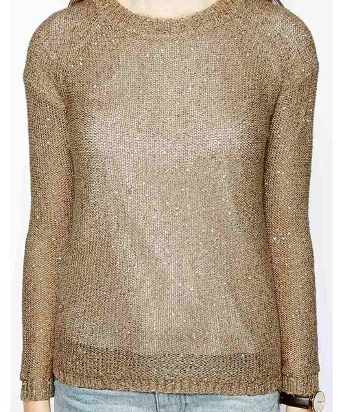 MANGO（マンゴ）の「Mango Sequin Metallic Jumper（ニット/セーター・beige・L-US 1）」の2枚目の写真