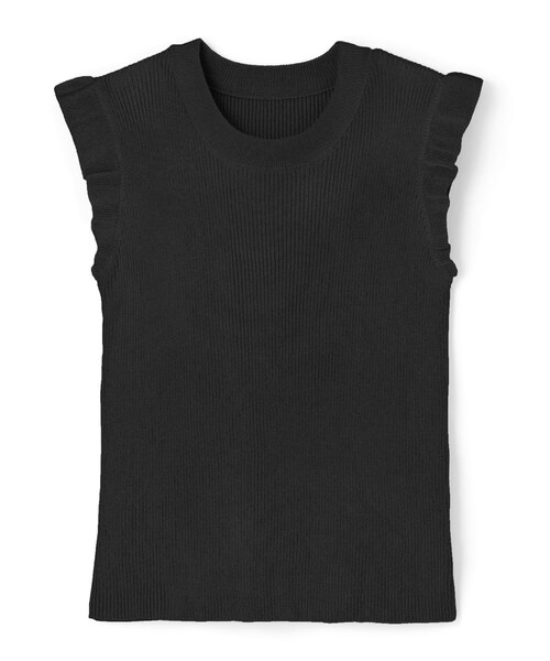 GRL（グレイル）の「肩フリルノースリーブニットトップス（Tシャツ/カットソー・レディース・くすみピンク/ブラック/ブラウン/グリーン・M）」の3枚目の写真