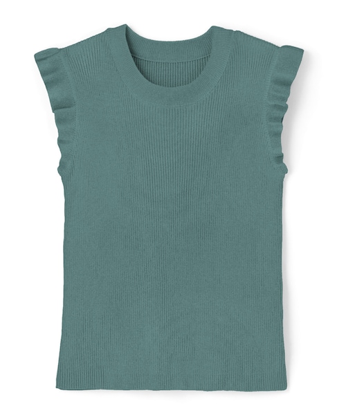 GRL（グレイル）の「肩フリルノースリーブニットトップス（Tシャツ/カットソー・レディース・くすみピンク/ブラック/ブラウン/グリーン・M）」の2枚目の写真