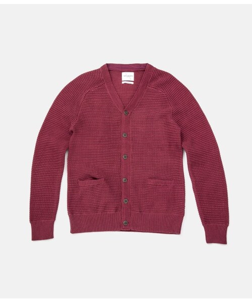 Saturdays NYC（サタデーズ ニューヨークシティ ）の「JACOB HORIZONTAL RIB CARDIGAN（カーデ/アンサンブル/ベスト・メンズ・ブラック/キャメル/ネイビー/レッド・XS/S/M/L/XL）」の4枚目の写真