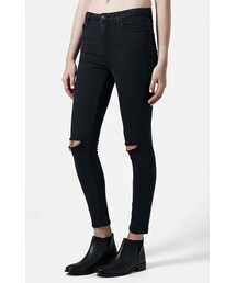 TOPSHOP | Topshop Moto 'Jamie' Dark Wash Ripped Slim Jeans (Black) (Regular & Short)(デニムパンツ)