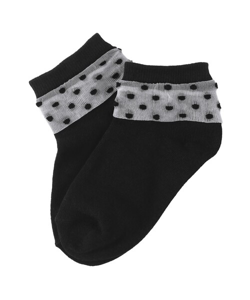 BRANSHES（ブランシェス）の「チュールドット柄ソックス（ソックス/靴下・キッズ・ラベンダー/ブラック・9cm～21cm）」の2枚目の写真